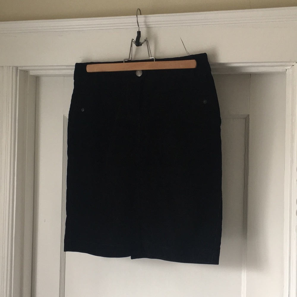 J. Crew black cuorduroy pencil skirt